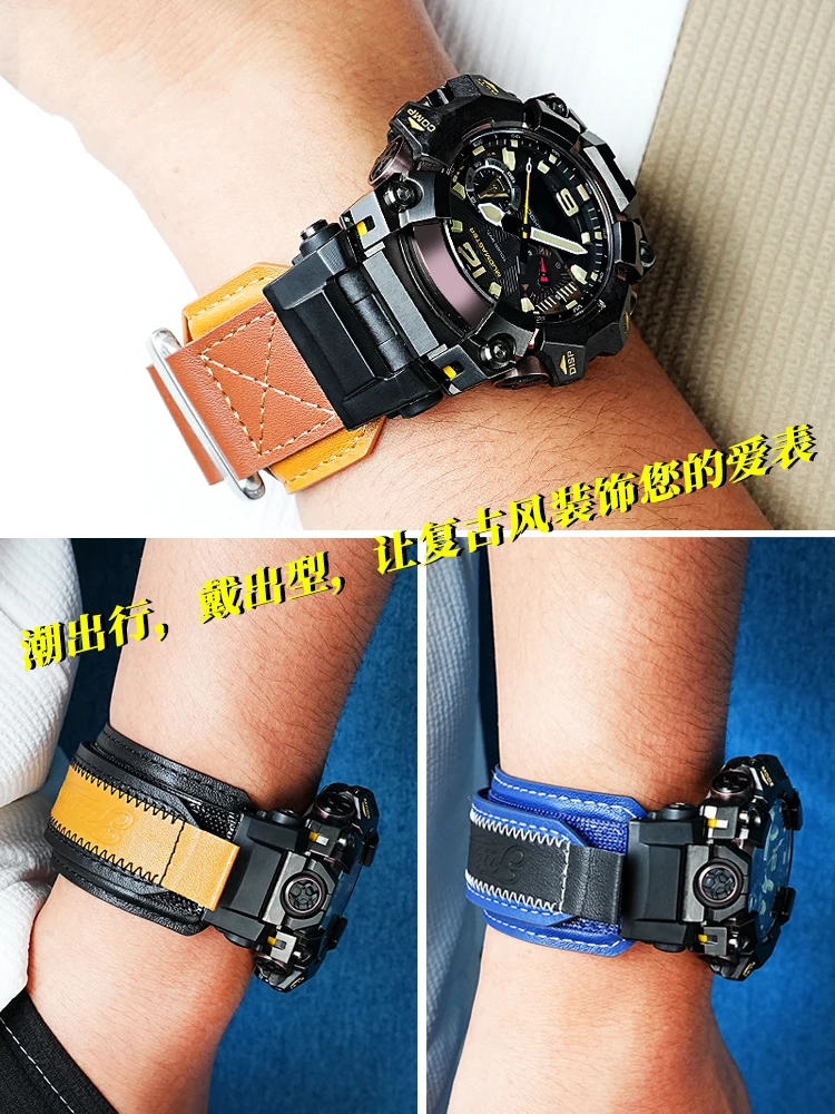 GWG-B1000 حزام (استيك) ساعة اكسسوارات ل كاسيو كبير الطين الملك الجيل الثالث GWG-B1000 تعديل الرجعية ساعة جلدية حزام الرجال + أدوات