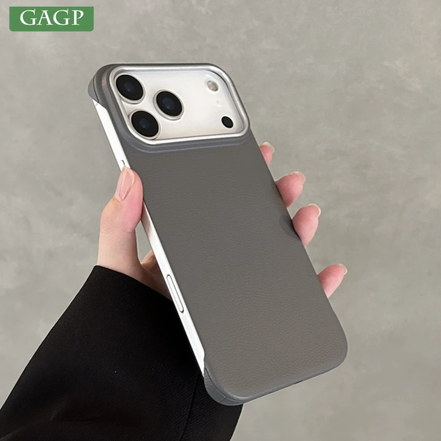 Funda ultrafina sin marco para Iphone 17 Pro Max, fundas con textura de cuero mate para IPhone 17 Air 16 15 14 Pro Max 17pro