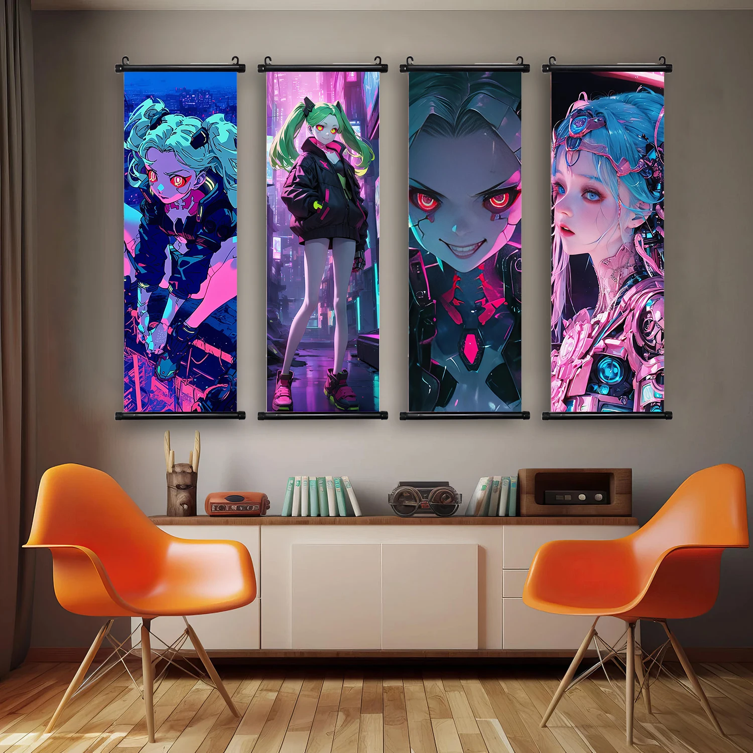 Cyberpunk Hanging Scroll Poster Home Decoration Art GiftLucy Movie Wallpaper Comic Wall Artwork Canvas Painting Picture Print