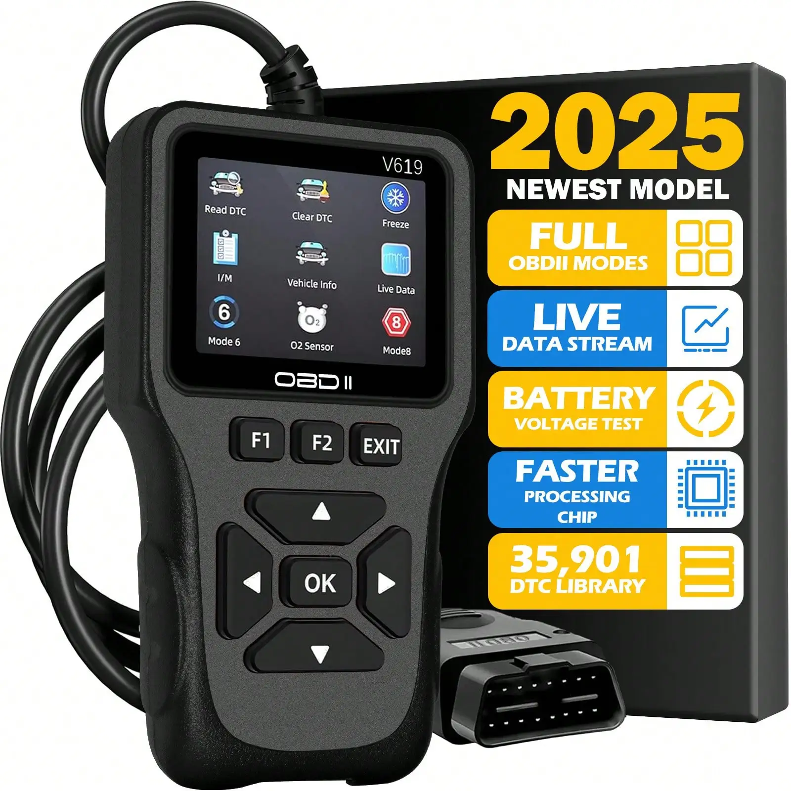 Scanner Diagnostic Tool, Check Engine Code Reader OBD2 Scanner With Reset, Mode 6, Mode 8 & I/M Readiness, Auto Check Engine Light Car Diagnostic Scan Tool For All OBDII Car Since 1996