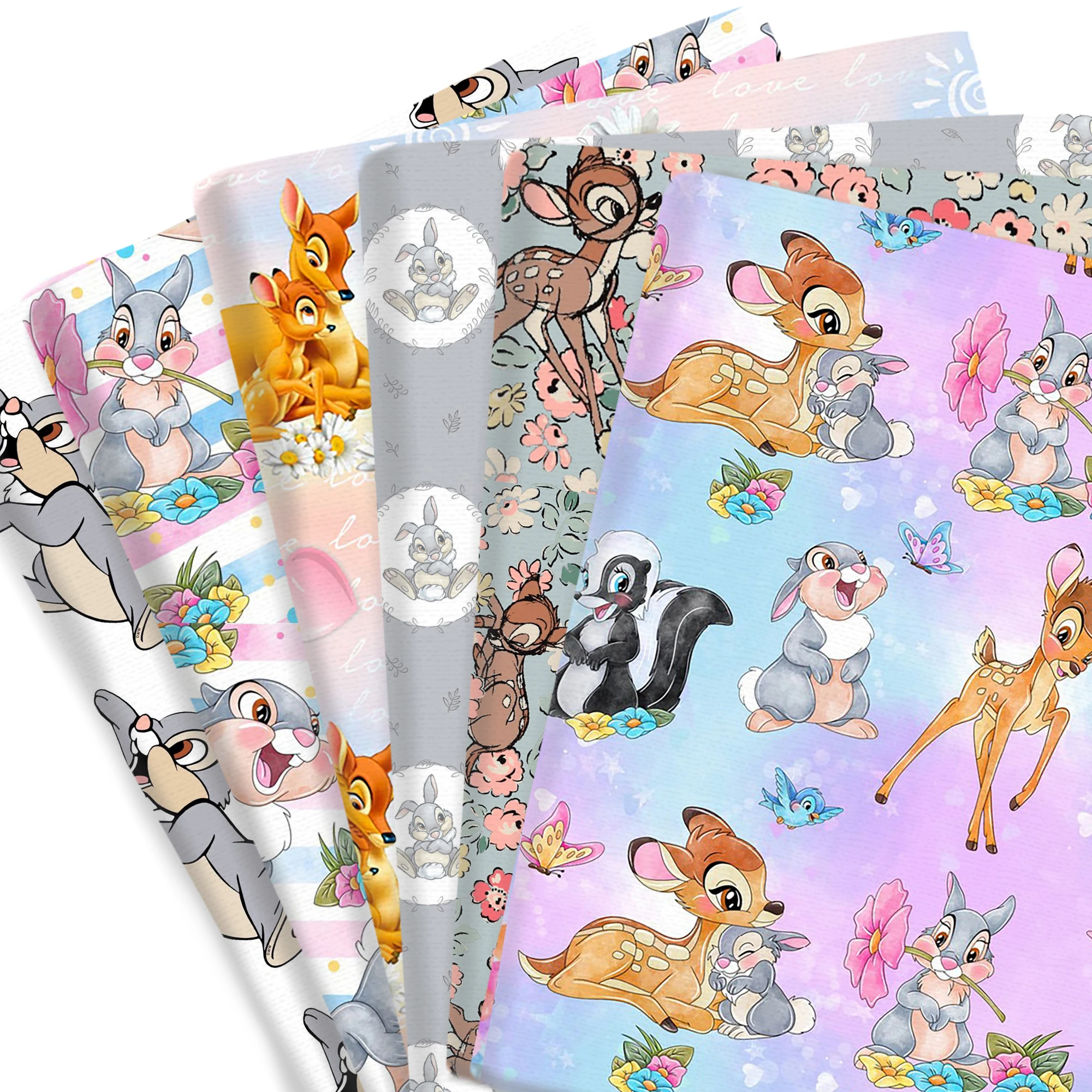 50*145cm Disney Bambi Deer Thumper Polyester Cotton By The Meter Cartoon Fabrics For Sewing Cloth Dress DIY Crafts Home Textile