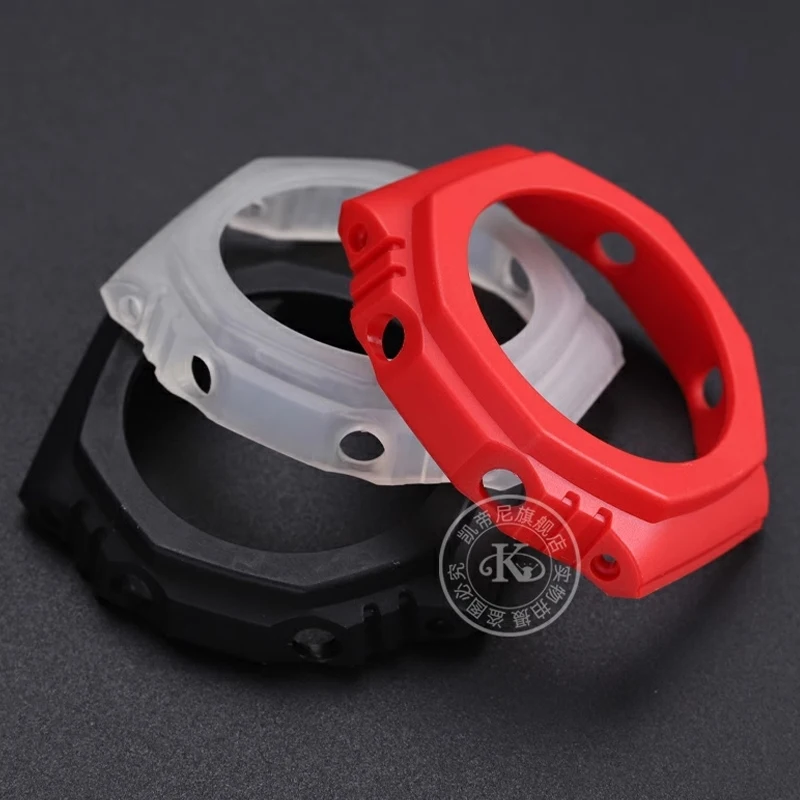Fof Casio GA-2100/2110 Modified silicone strap case Replacement accessories Red Black White