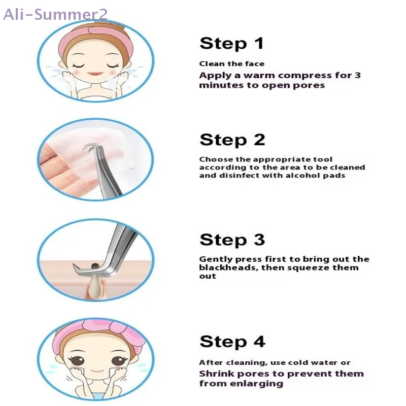 {MX} Pinça de gancho dobrado de precisão de aço inoxidável Clipe de comedone Acne Cravo Remover Agulha Ferramentas de beleza para cuidados com a pele facial