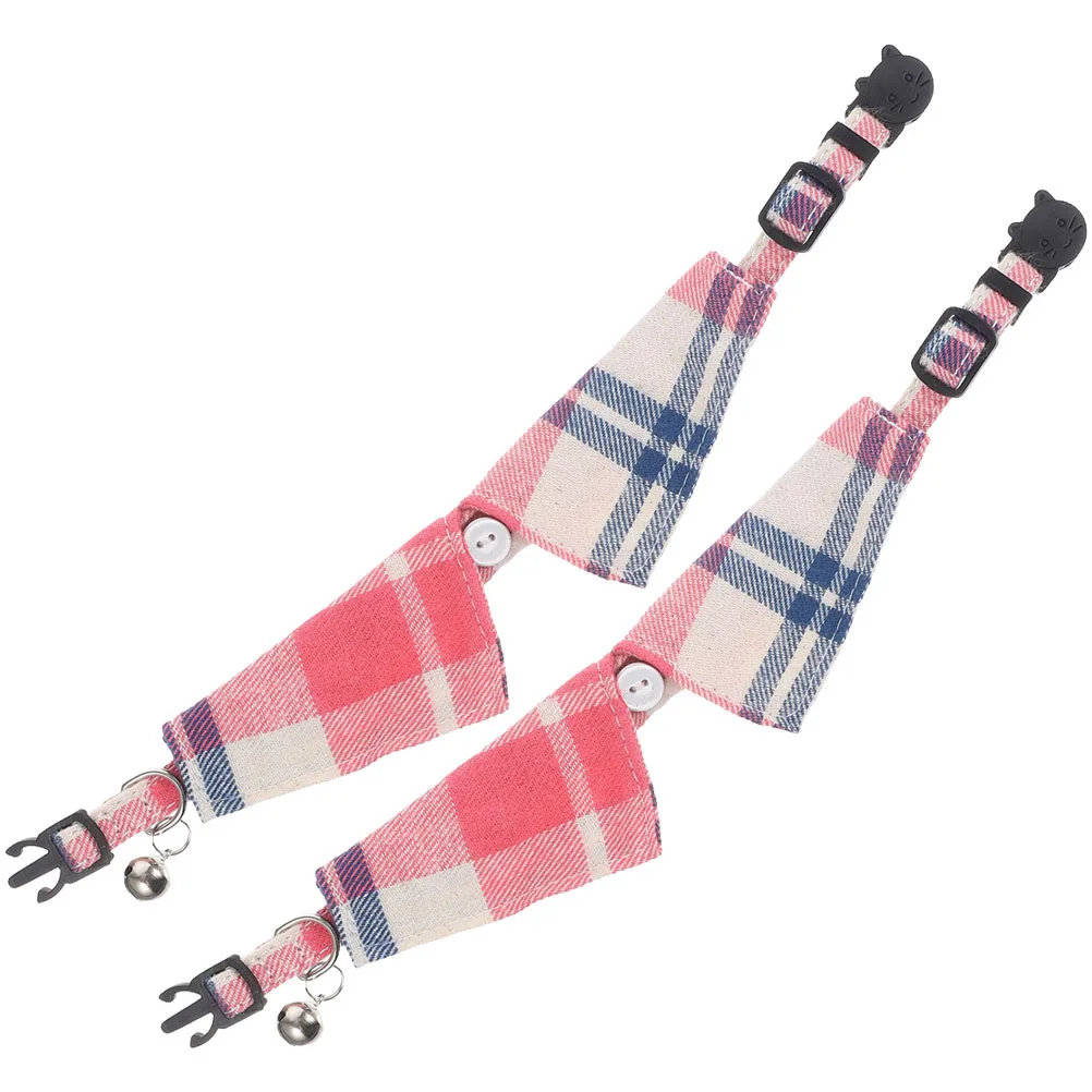 

2 Pcs Cat Collar Kitten Collars Tie with Bell Puppy Cloth for Adjustable Small