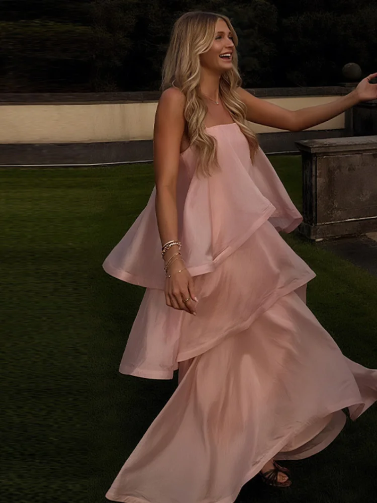 

Sweet Feminine Party Dress Flowy Tiered Ruffled Dresses Date Night Outfits Eye-catching Stylish Elegant 2025 Fall Women Clothes