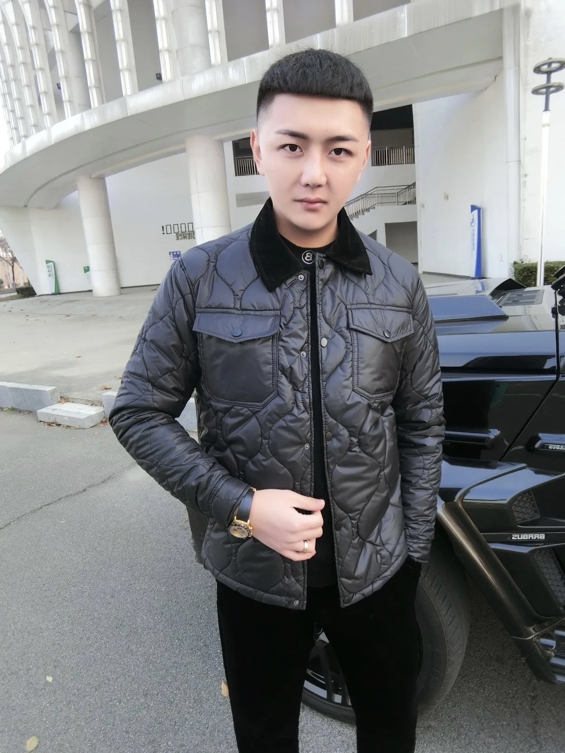 

Мужская зимняя куртка Royal Baron V с ромбовидным узором, легкая, с наполнителем из хлопка, с отложным воротником, модная, городская, повседневная, S...