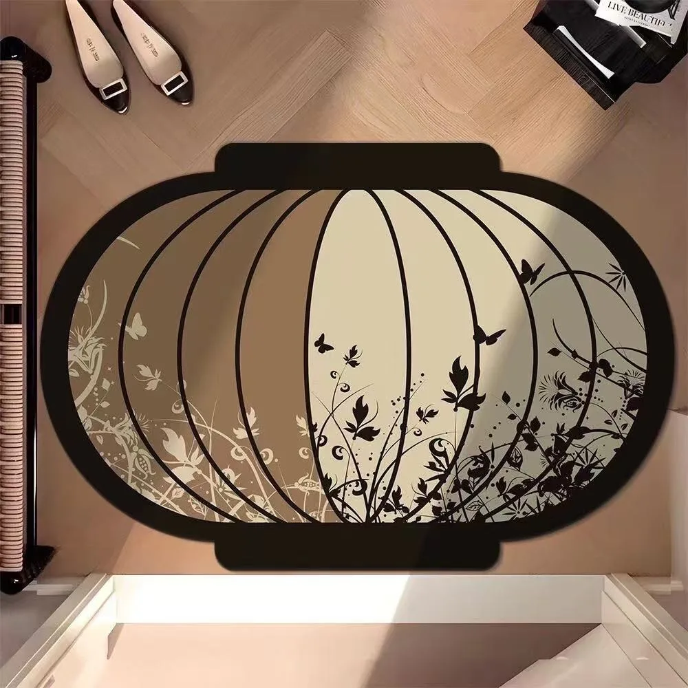 Rug Chinese Style Bathroom Door Mat Non-slip Antique Toilet Foot Mat polyester Quick Dry Drain Mat Toilet