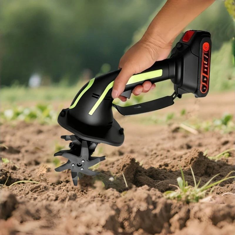 Handheld Micro Tiller Cordless Electronic Rotary Tillers Garden Vegetable Electric Soil Turning Machine Portable Soil Loosener