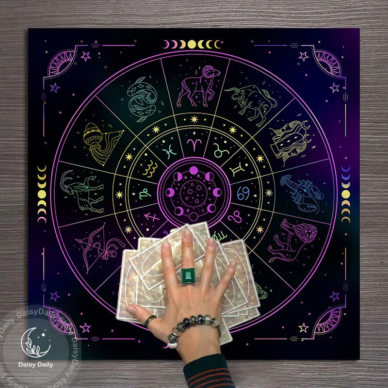 Tarots Tablecloth 12 Constellations Divination Altar Cloth Board Game Fortune Astrology Oracle Card Pad Drop Game Dorm Decor