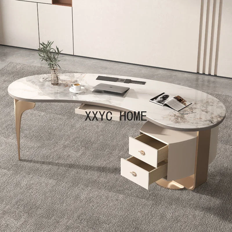 

Rock Board Modern Minimalist Office Desks Italian Luxury Home Minimalist Computer Desk Glossy Countertop