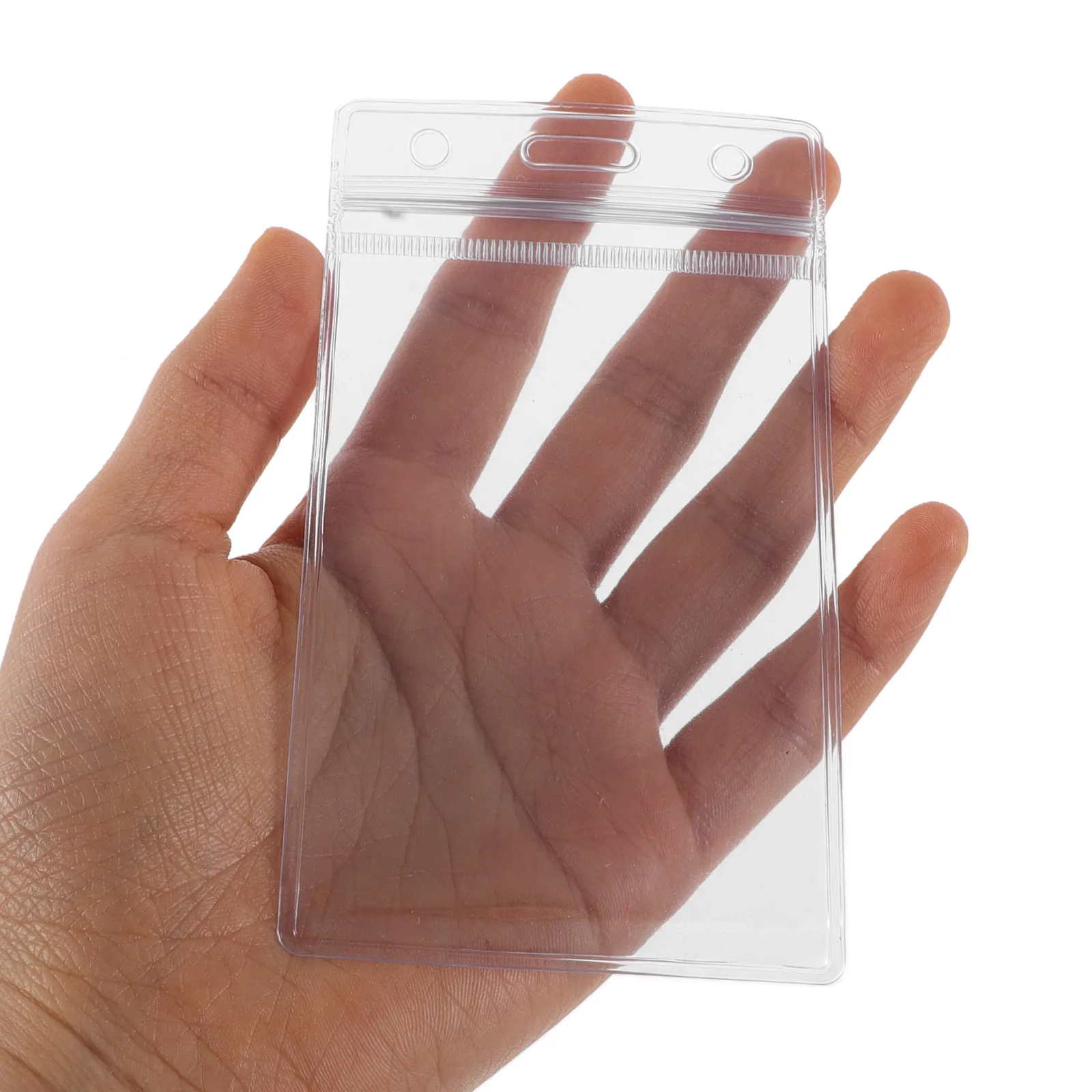 10Pcs Transparent PVC Vertical Id Card Holder Clear Badge Protector for Student Work Factory Ids Waterproof Anti-Scratch