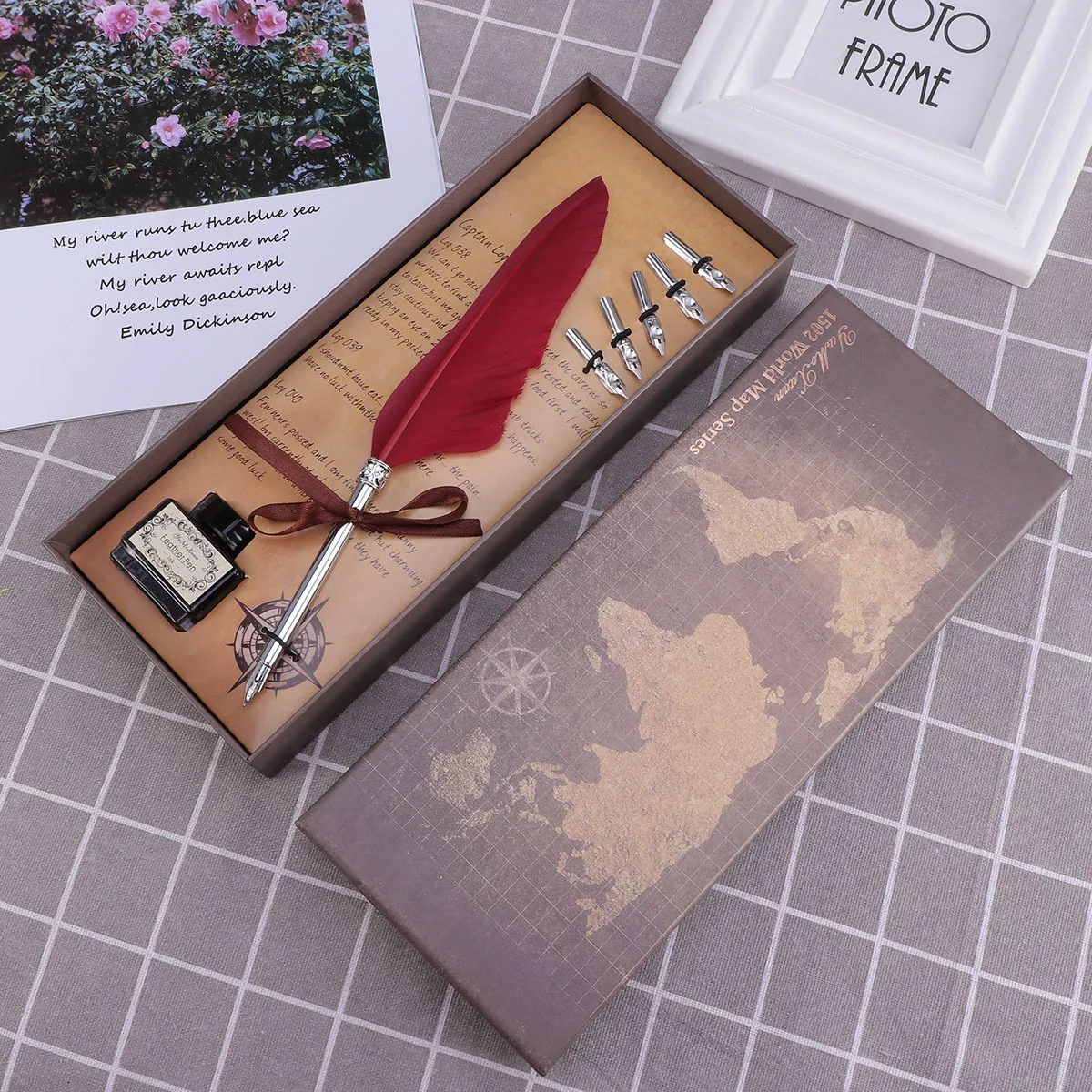 

1Set Elegant Pen Set Premium Quality Natural Asymmetric Design for Wedding Home Office Wine Red