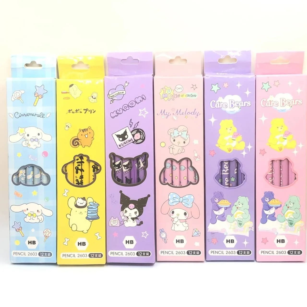 SANRIO ปากกาเขียนหนังสือ12ชิ้น, ดินสอเขียนเด็กประถม HB ของขวัญสำหรับเด็ก