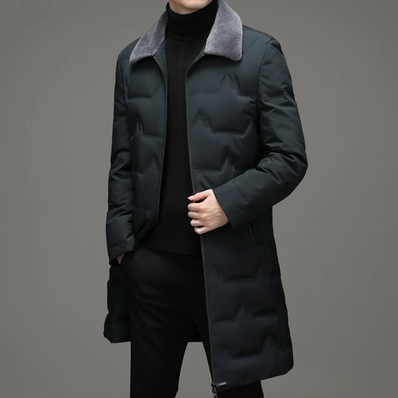 2022 winter long style Men\'s 80% White Duck Down coat fashion warm Winter Down Jackets men Winter Coat Men Casual thicken Jacket