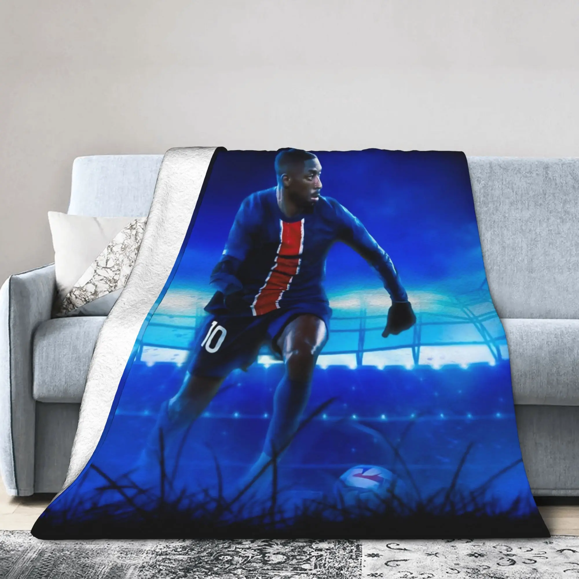 Dembele Number 10 Blanket Velvet Summer Air Conditioning Football Portable Warm Throw Blanket for Home Travel Bedspread