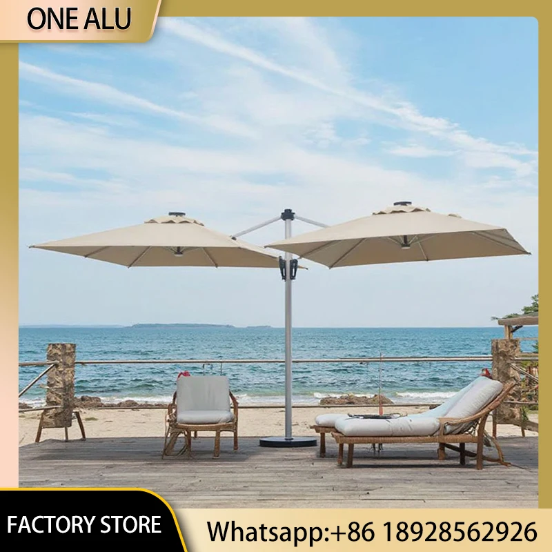 Square Offset Patio Umbrella Foldable Waterproof Windproof UV50+ Outdoor Parasol Hotel Courtyard Garden Sunshade