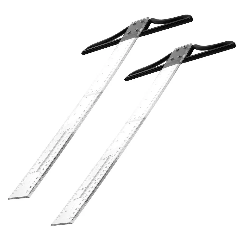 2 قطعة مسطرة ABS متينة من الأكريليك محمولة لصياغة الرسم أداة قياس النجارة مسطرة قياس شفافة متوازية