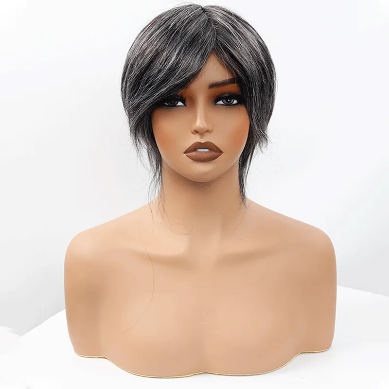 شعر مستعار للرجال 1B20 & 1B30 رمادي مع قاعدة ملونة سوداء طبيعية أحادية PU شعر مستعار رجل حقيقي قطعة شعر 8x10 بوصة استبدال الشعر البشري