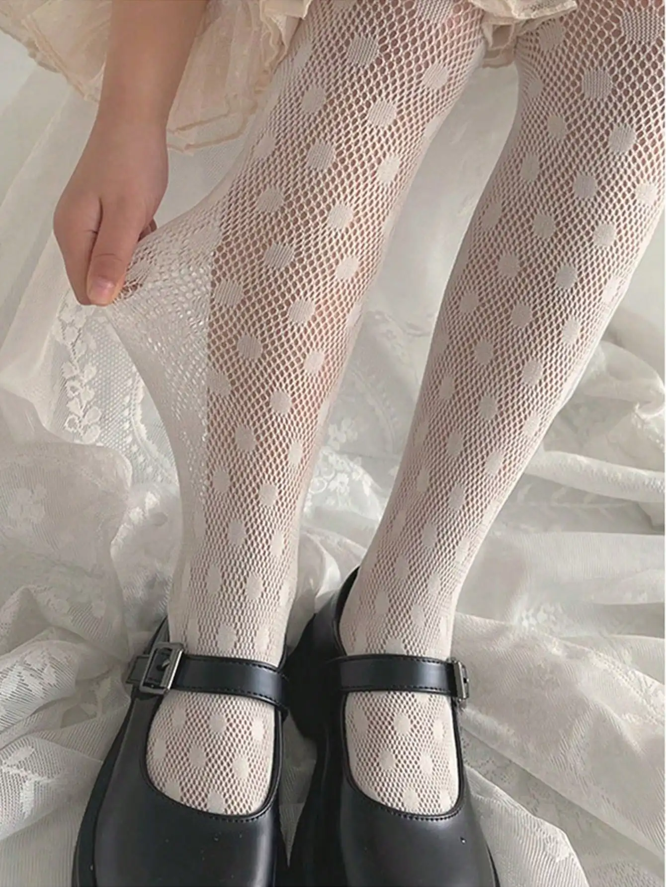 2 Stück Sommer-Strumpfhosen für Kinder, 1–11 Jahre, gepunktetes Netz, Nylon, Spandex, atmungsaktiv, elastisch, Mädchen-Strumpfhose, passend zu einem Rock – Detail 4