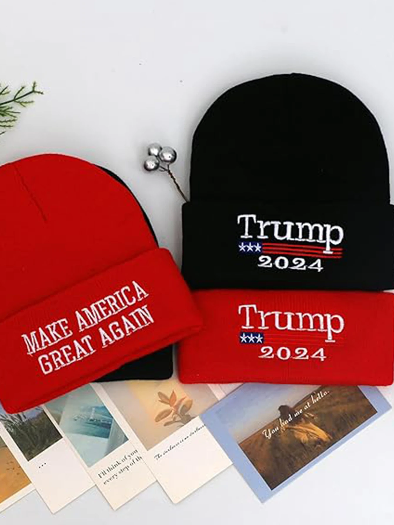 Trump 2024 Embroidery Beanie Hats MAGA Hat Make America Great Again Winter Knit Hats for Men Women the Ideal Gift