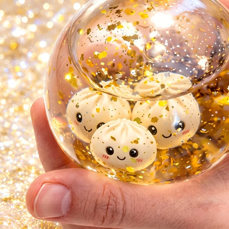 Image of Glitzernde Knödel-Stressbälle mit Mini-Brötchen, Fidget-Spielzeug, Simulation Gedämpfter Baozi zur Angstlinderung