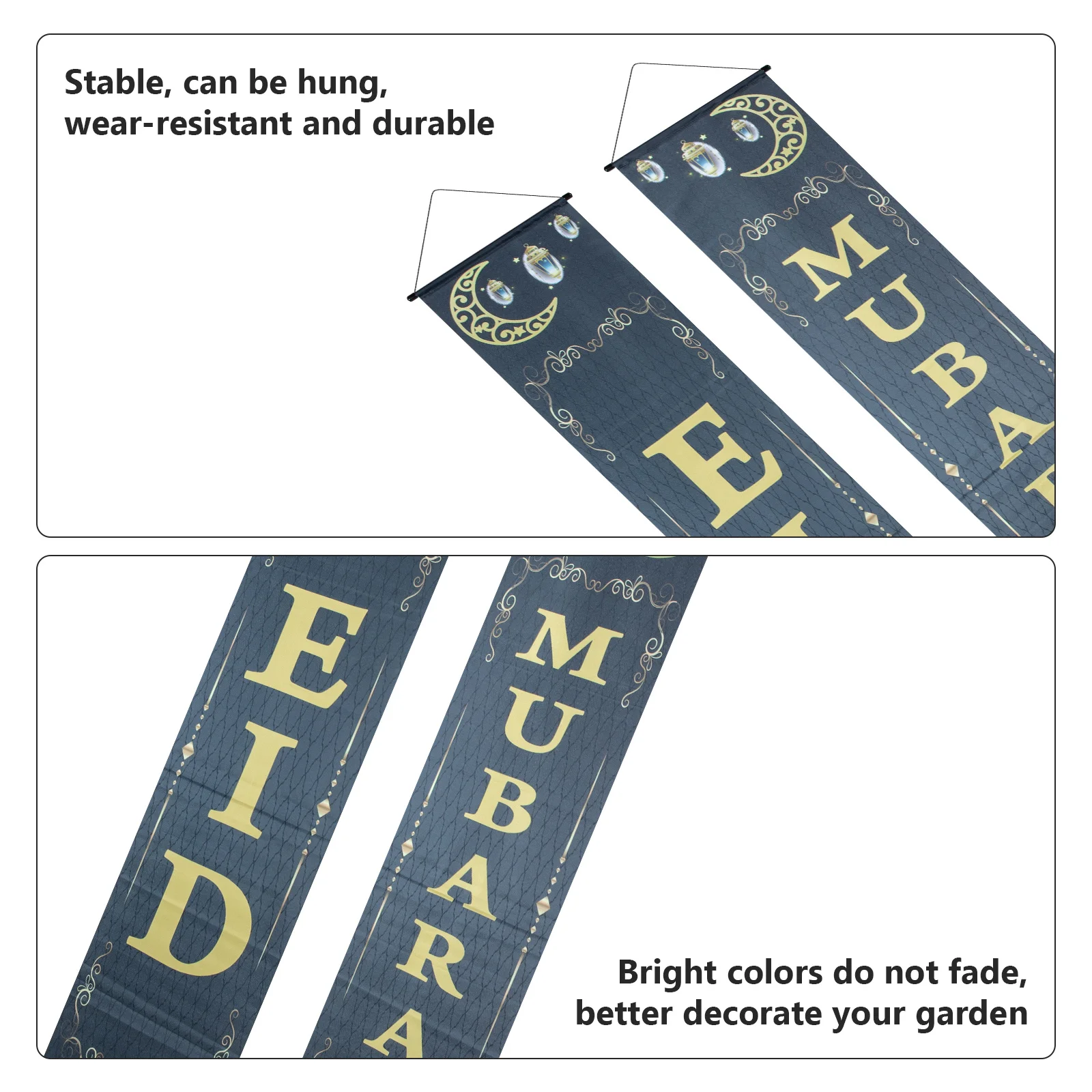 

1Pair Eid Ramadan Mubarak Door Couplets Outdoor Hanging Party Decoration Festival Supplies for Porch Decor Ramadhan Mubarak