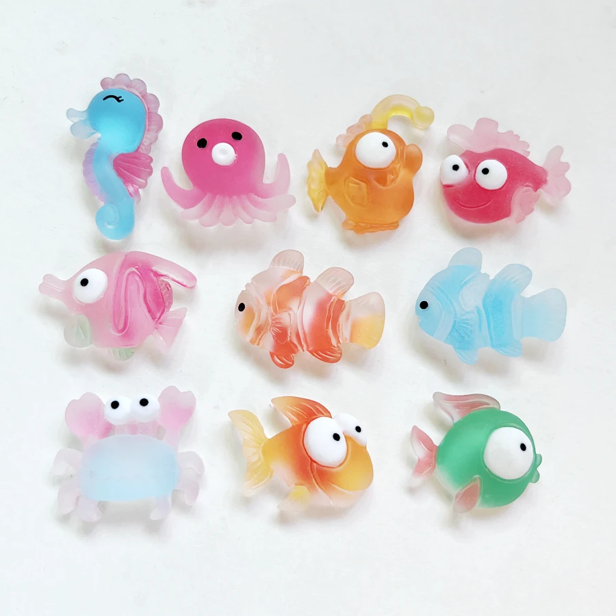 10pcs lovely shell Seahorse Octopus Sea Crab Clownfish Sea animal resin flat back decorative scrapbook diy jewelry accessories