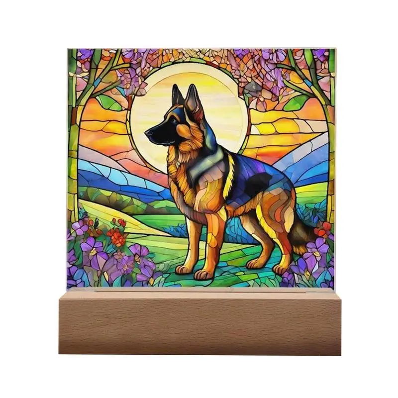 Stained Acrylic Dog Panel Decoration Sun Catcher Pet Memorial Decoration Sun Catcher Pet Memorial Decoration Handcrafted Dog Sun