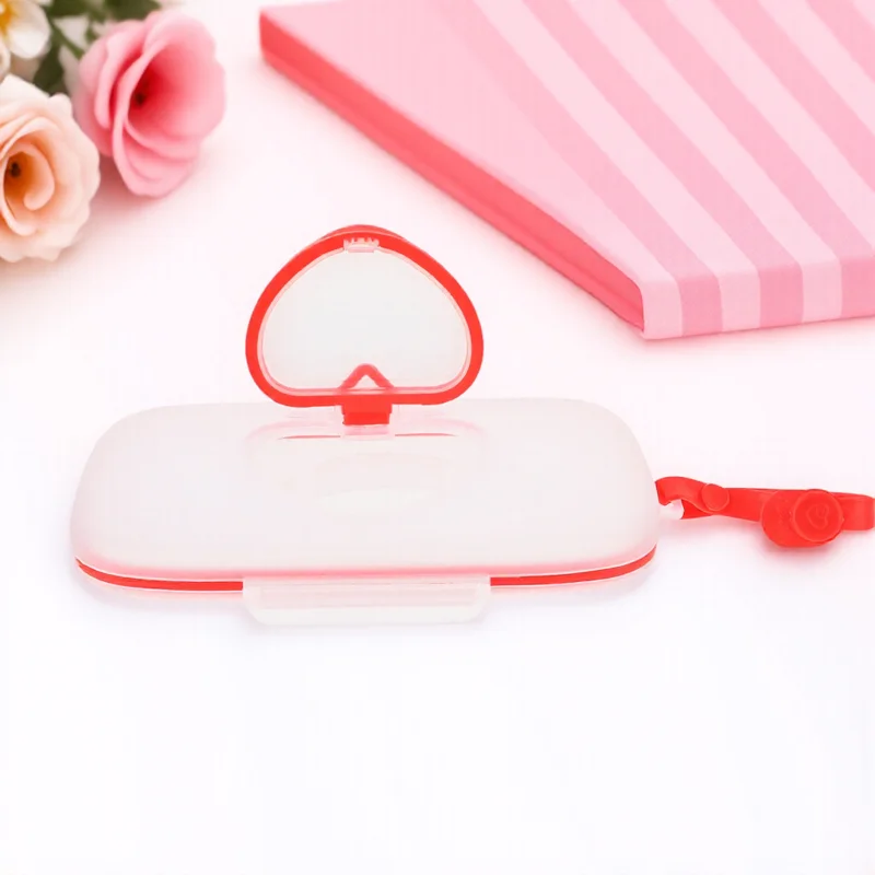 Scatola portatile per salviette Custodia per fazzoletti bagnati Supporto in plastica PP da viaggio Rosso Neonato Riutilizzabile Eco Friendly Funzionamento con una sola mano Silicone