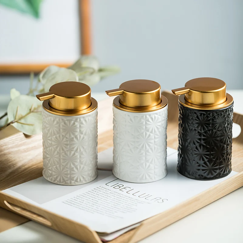 

Ceramic Foaming Bottle for Bathroom, Hand Sanitizer, Shower Gel Shampoo Lotion Press Bottle, Mousse Bottle, Fashion