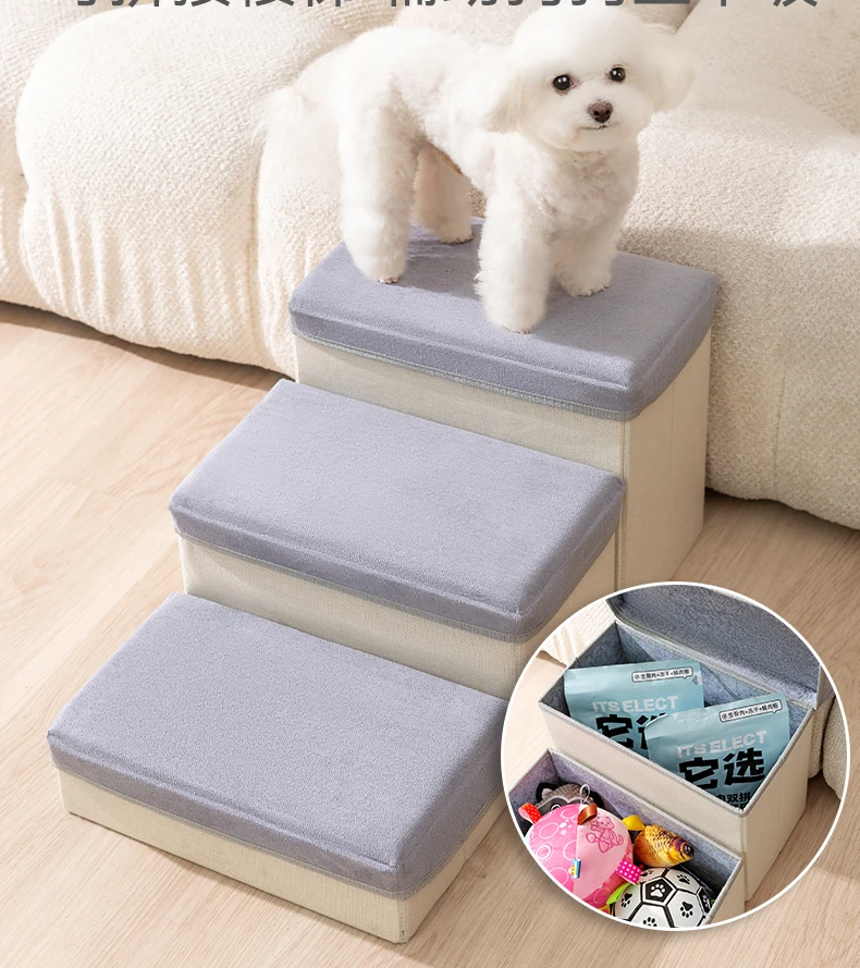 

Pet Stairs Dog Bed Steps Removable and Washable Small Dog Older Dog Sofa Non-Slip Foldable Slope Ladder