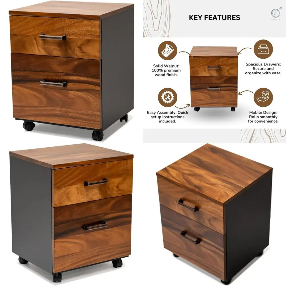

Under Desk Rolling File Cabinet - Dual Compartment Storage for Home or Office, 21x16x15