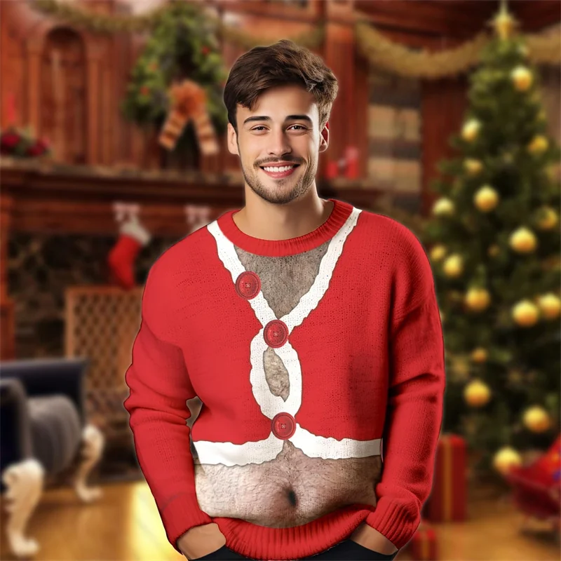 

Sexy Funny Fake Muscle 3D Print Ugly Christmas Sweater Fitness Sport Long Sleeve Pullover Sweatshirt Xmas Unique Clothes Sweater