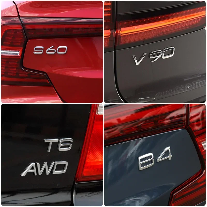 3D Car Sticker XC90 AWD D2 D3 D4 D5 D6 D7 T8 V8 Displacement Emblem  Rear Badge Decal For Volvo V40 V60 S60 C30 S90 Accessories