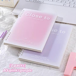 Folhas soltas Binder Notebook com Presentes, Papelaria Kawaii Coreana, Material Escolar, Note Pads, Estudantes Escrevendo, Linha, A5, B5, 60 Folhas