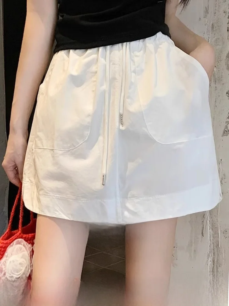 

High Waist A-Line Skirt Workwear ort Pants for Women plus Size White Commuter Korean Sle Patchwork Summer Skirt