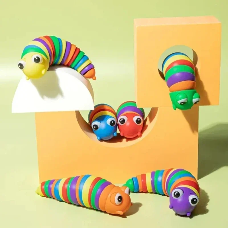 Colorful Simulation Animals Antistress Relief Toy 3D Funny Sensory Caterpillar Cute Duck Decompression Squeeze Toy for Kid Adult