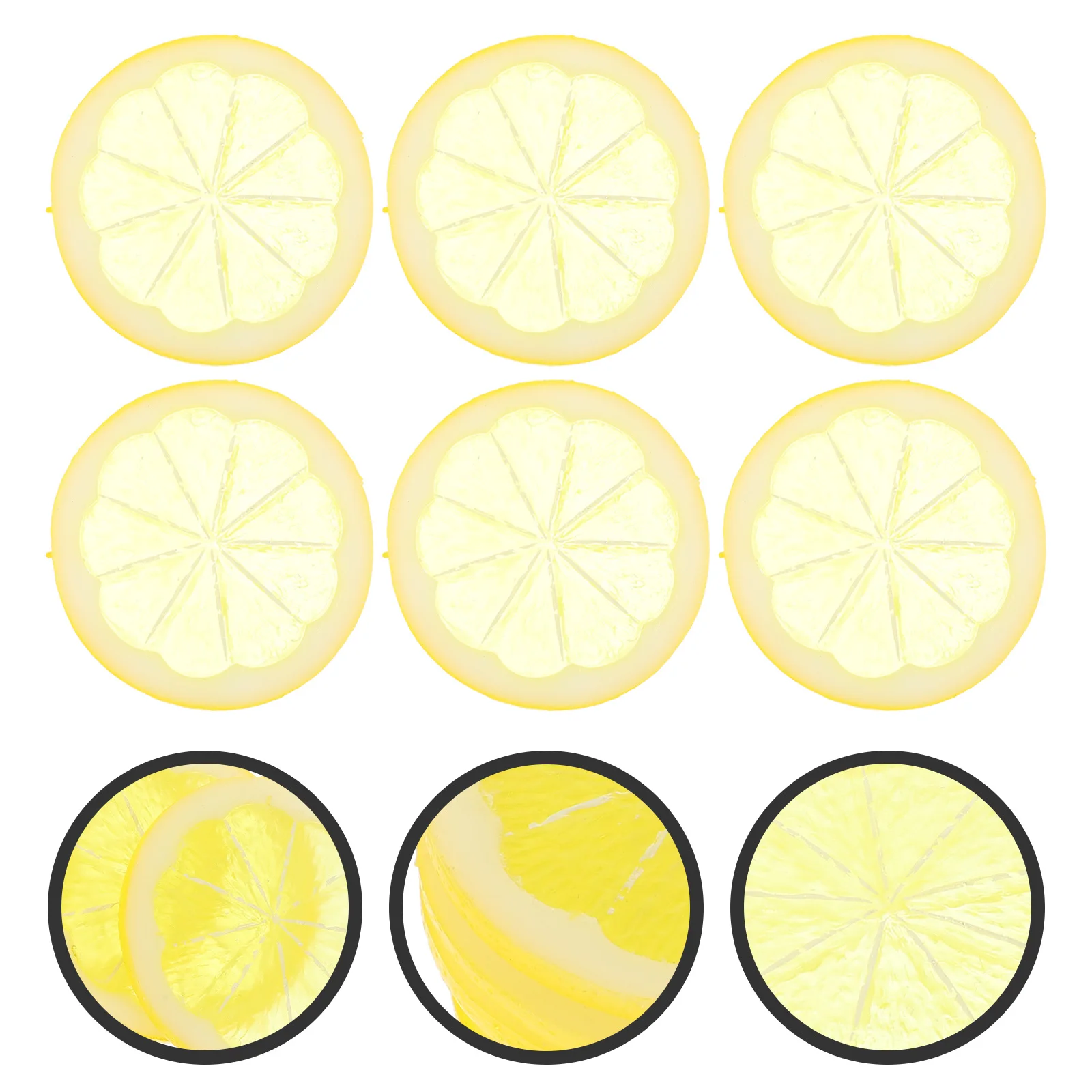 

6 Pcs Faux Plastic Lemon Slices Decorations Lemons Fruit Yellow Pvc Artificial Fruits