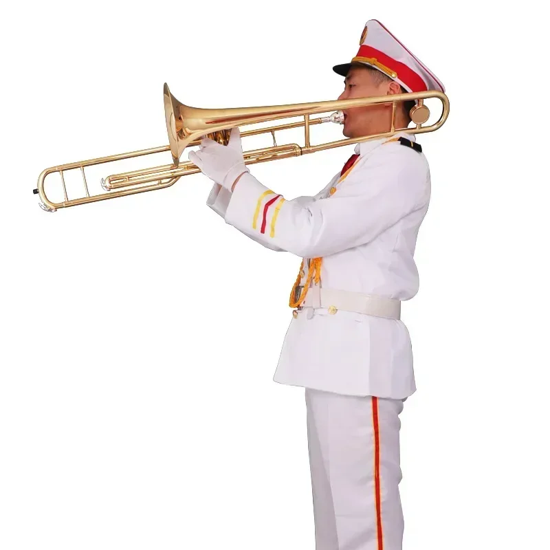 هيكل نحاسي ممتاز من تينور ترومبون احترافي لعام 2025 مع صمامات كوبرونيكل ولمسة نهائية مطلية بالذهب