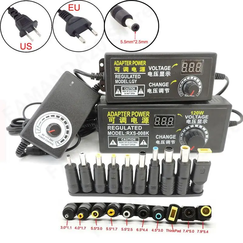 Adjustable 24W 36W 48W 72W AC to DC 3V-12V 9V-24V 12V-24V Universal adapter Voltage Regulated Power Supply Adatpor 220V