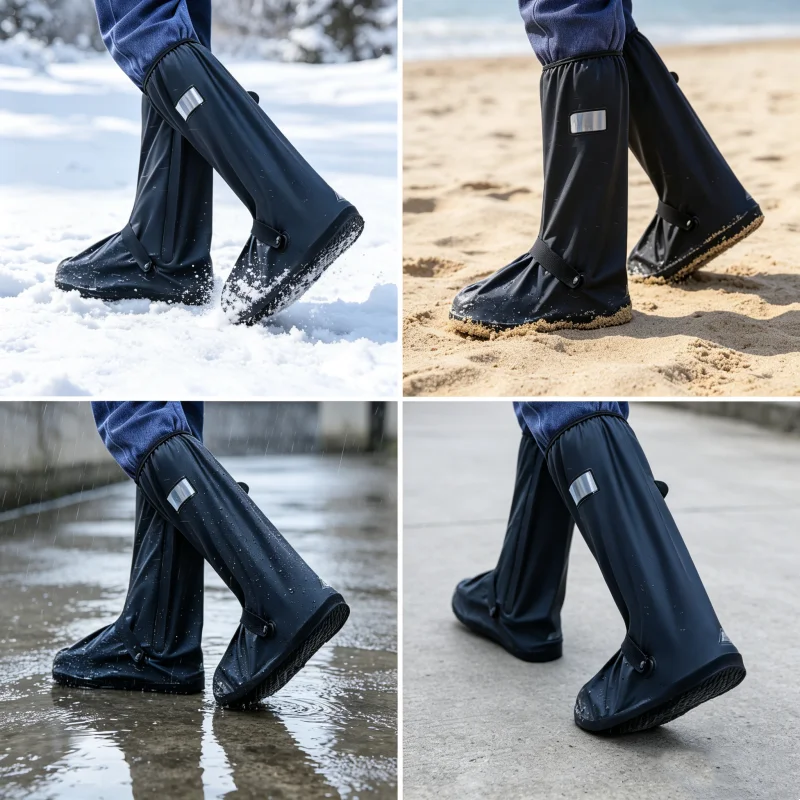 Reusable Waterproof Rain Boot Shoes Pant Cover Unisex Cycling Hiking An-ti-Slip Overshoes High Tube Rain Snow Wet Pant Protector