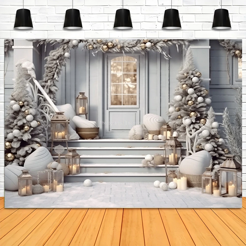 

Cozy Christmas Day Scene Fireplace Photography Backdrop Props Winter Living Room New Year Gift Holiday Photo Background RS-09