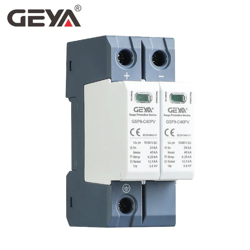 GEYA GSP9 2P SPD DC 600V 1000V 20KA~40KA House Surge Protector Protective Low-voltage Arrester Device