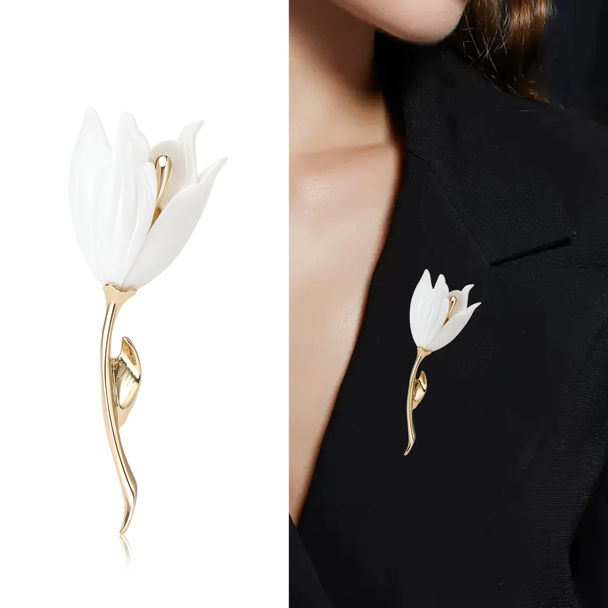 Resin Tulip Pins for Women Flower Brooches Plant Lapel Pin Office Party Friend Gifts Jewelry Accessories