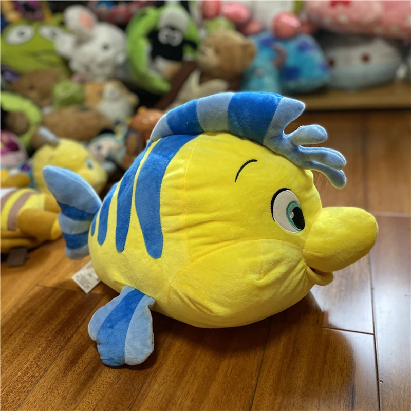 Disney 35cm/45cm The Little Mermaid Princess Kawaii Plush Stuffed Dolls Flounder Ariel Cartoon Chubby Pillow Kid Xmas Girl Gift