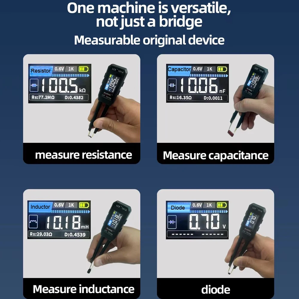 WinAPEX LCR-101A Smart Tweezer LCR Meter Auto Identify SMD L C R ESR D Q Tester 6 Freq IPS Display for Electronics Repair view 3