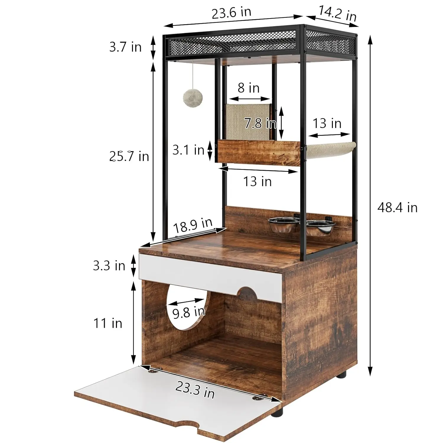 Cat Litter Box Enclosure Furniture Cabinet Hidden Pet Washroom Storage Bench, Customized