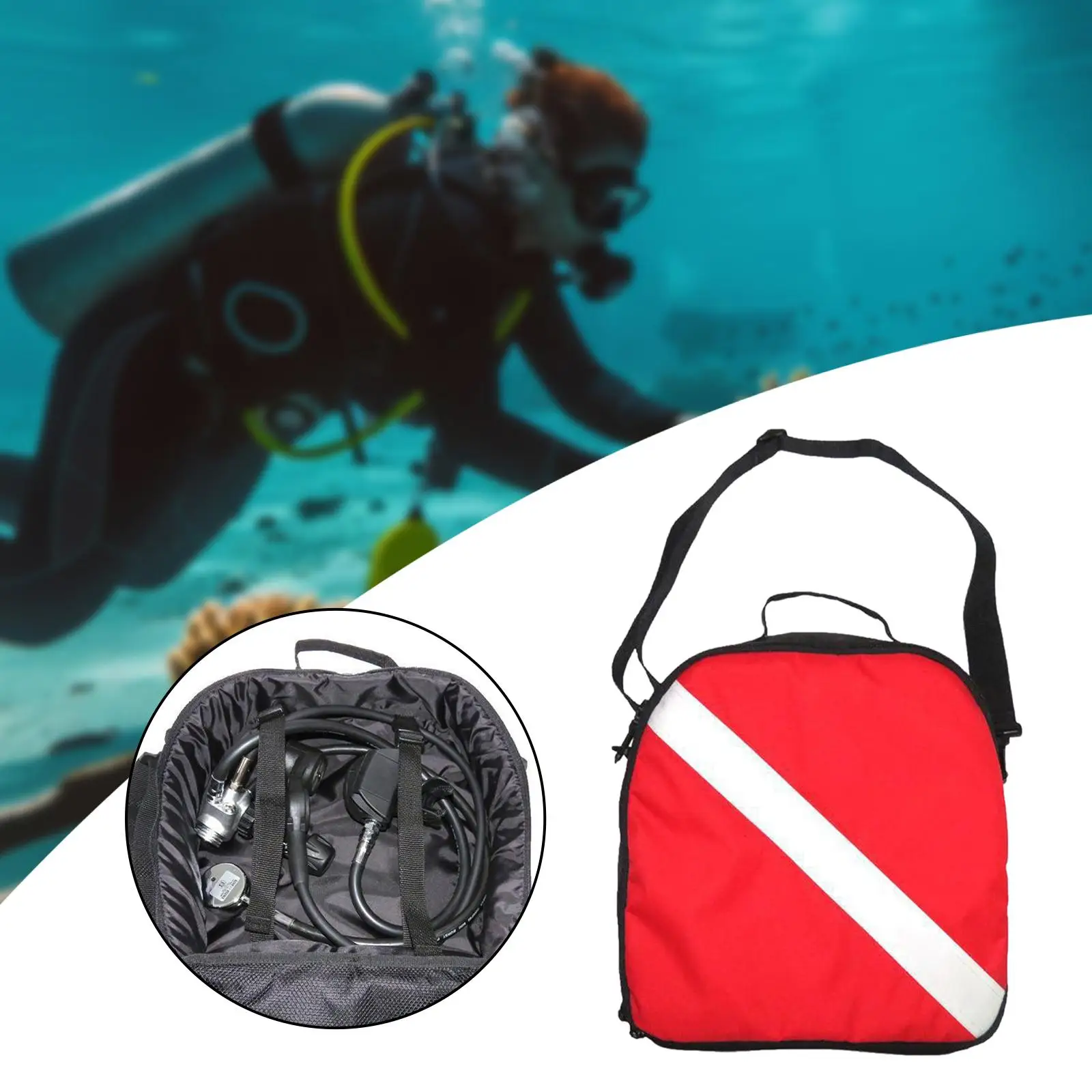 Diving Regulator Bag Reinforced Nylon Construction Secure Buckles for Scuba Accessories Storage