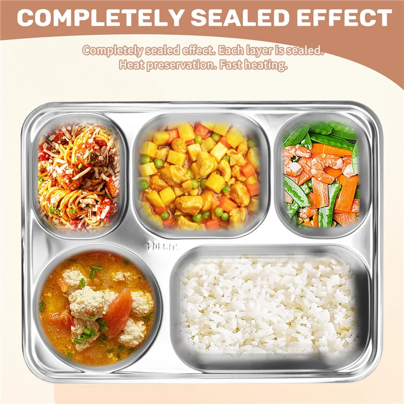 

5-отдековый ланч-бокс из нержавеющей стали, герметичные большие коробки для бенто, контейнер для супа, школьная посуда-горячая вода