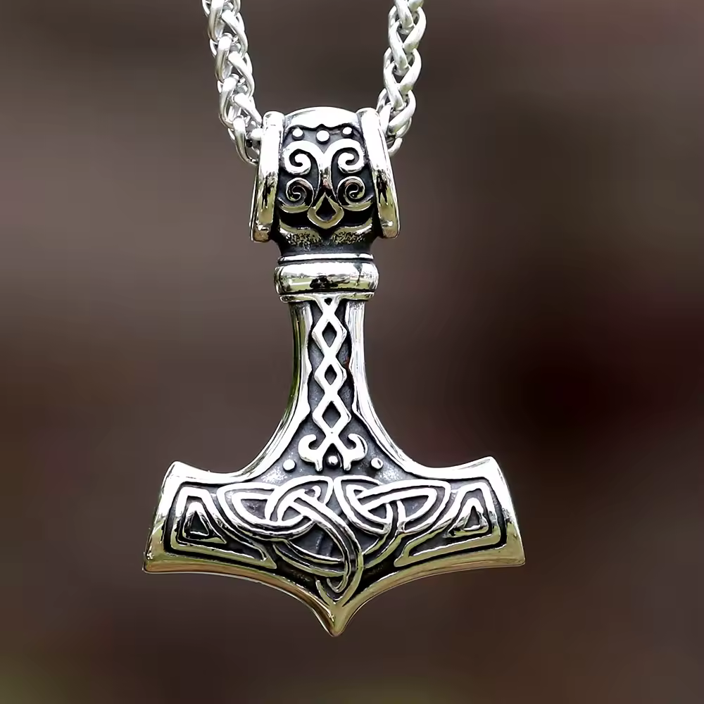 Collar de amuleto de runas escandinavas Mjolnir, martillo de Thor de vikingos nórdicos, cadena de acero inoxidable, colgante de ancla Vegvisir, joyería masculina